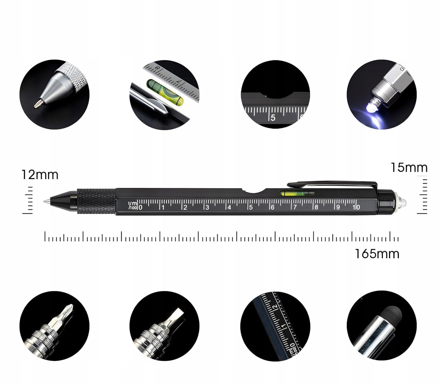MULTIFUNCTIONAL 9 in 1 PEN MULTITOOL PEN Screwdriver Flashlight Level Packaging status original