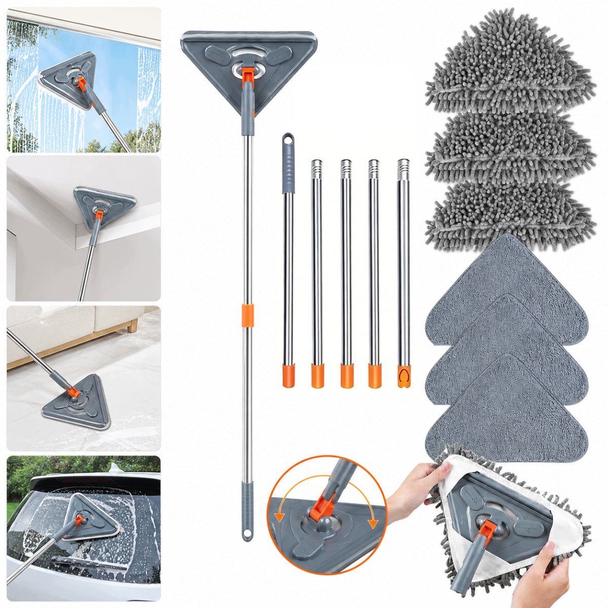 MULTIFUNCTIONAL CLEANING MOP ROTARY TRIANGULAR MOP FOR KITCHEN CLEANING
