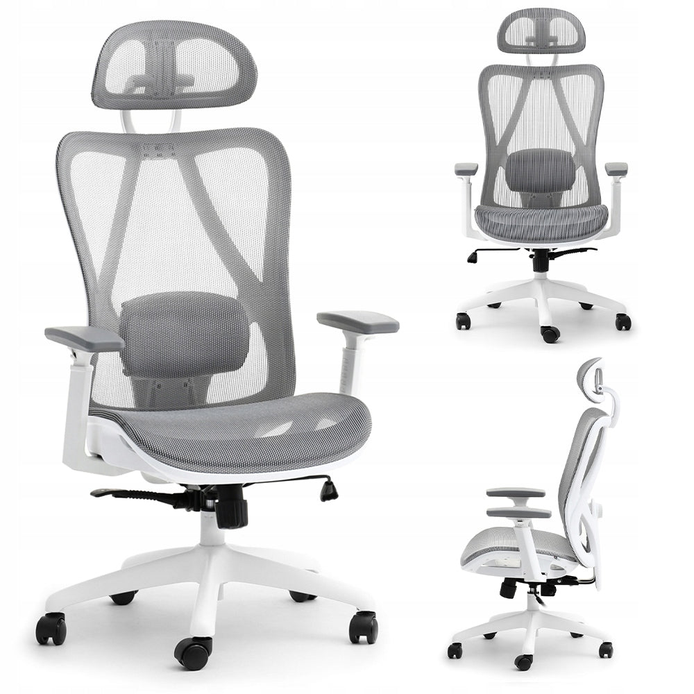 MULTIFUNCTIONAL OFFICE CHAIR GREY FOR OFFICE HEADREST ADJUSTMENT DAREN WHITE