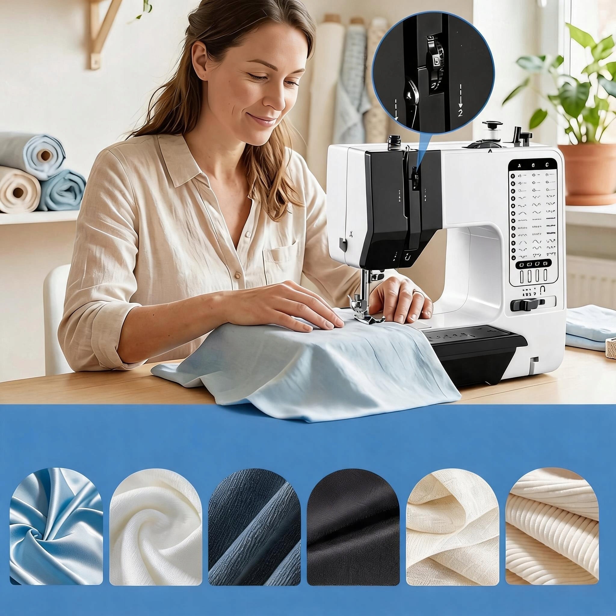 MULTIFUNCTIONAL SMALL HOME SEWING MACHINE 38 STITCHES OVERLOK WITH PEDAL Model sedghftjy