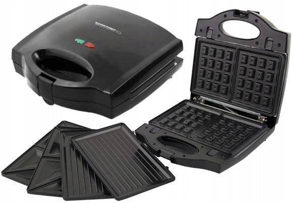 MULTIFUNCTIONAL WAFFLE TOASTER GRILL TOASTER SANDWICH 3in1 REPLACEABLE CARTRIDGE Power rating 700 W