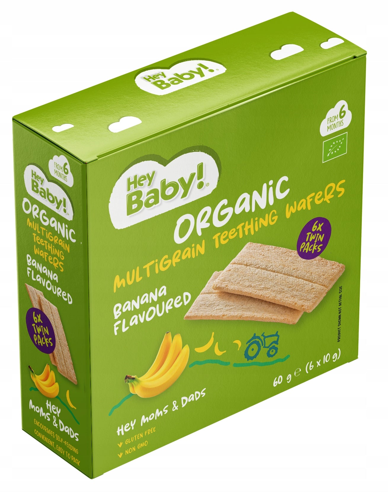 MULTIGRAIN BANANA TEETHING WAFERS FROM 6 MONTHS BIO 60G HEYBABY Brand no brand
