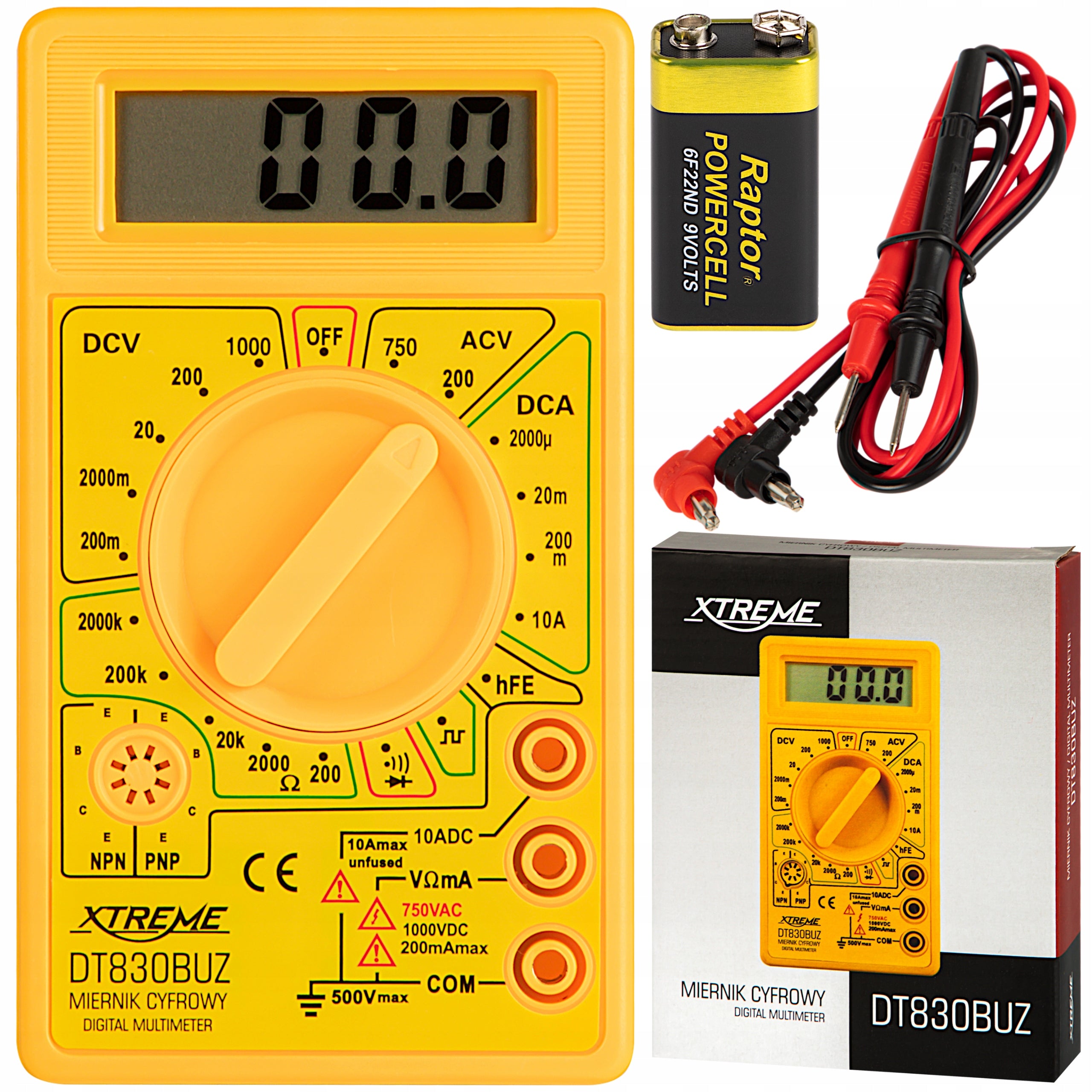 MULTIMETER DIGITAL METER LCD UNIVERSAL TESTER MEASURING WIRES BATTERY