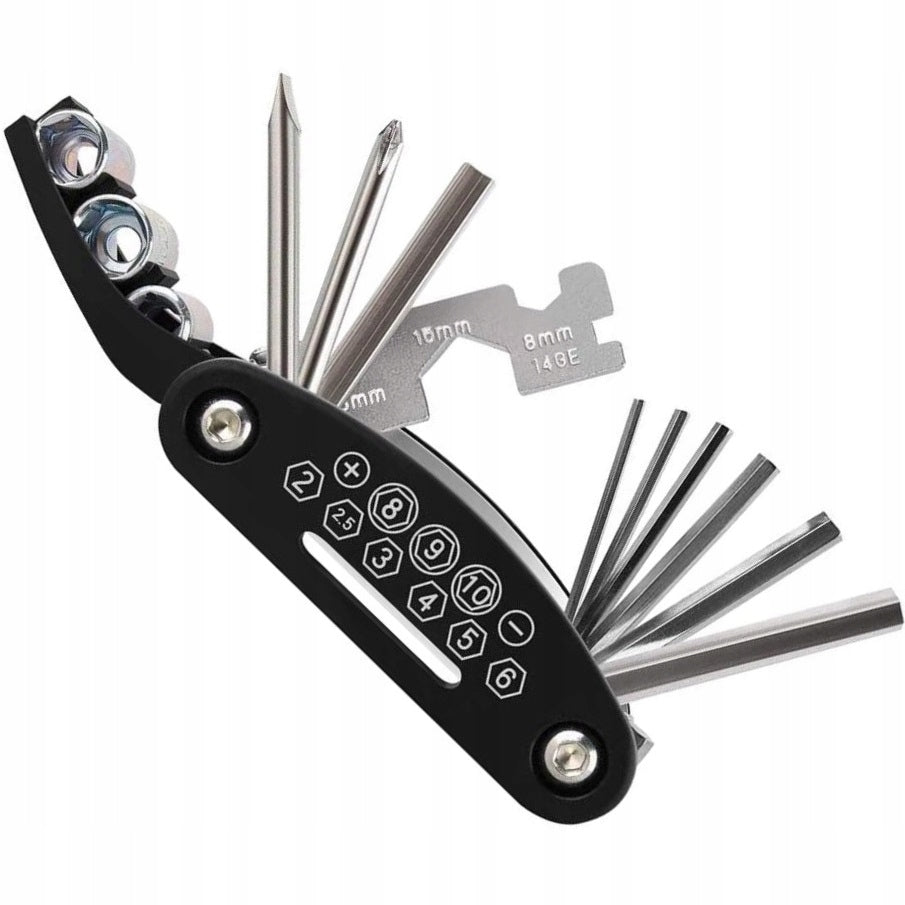 MULTITOOL BICYCLE REPAIR KEYS MULTIFUNCTIONAL TOOL SET 16in1 Manufacturer code ROWEROWY ZESTAW NAPRAWCZY MULTITOOL 16W1