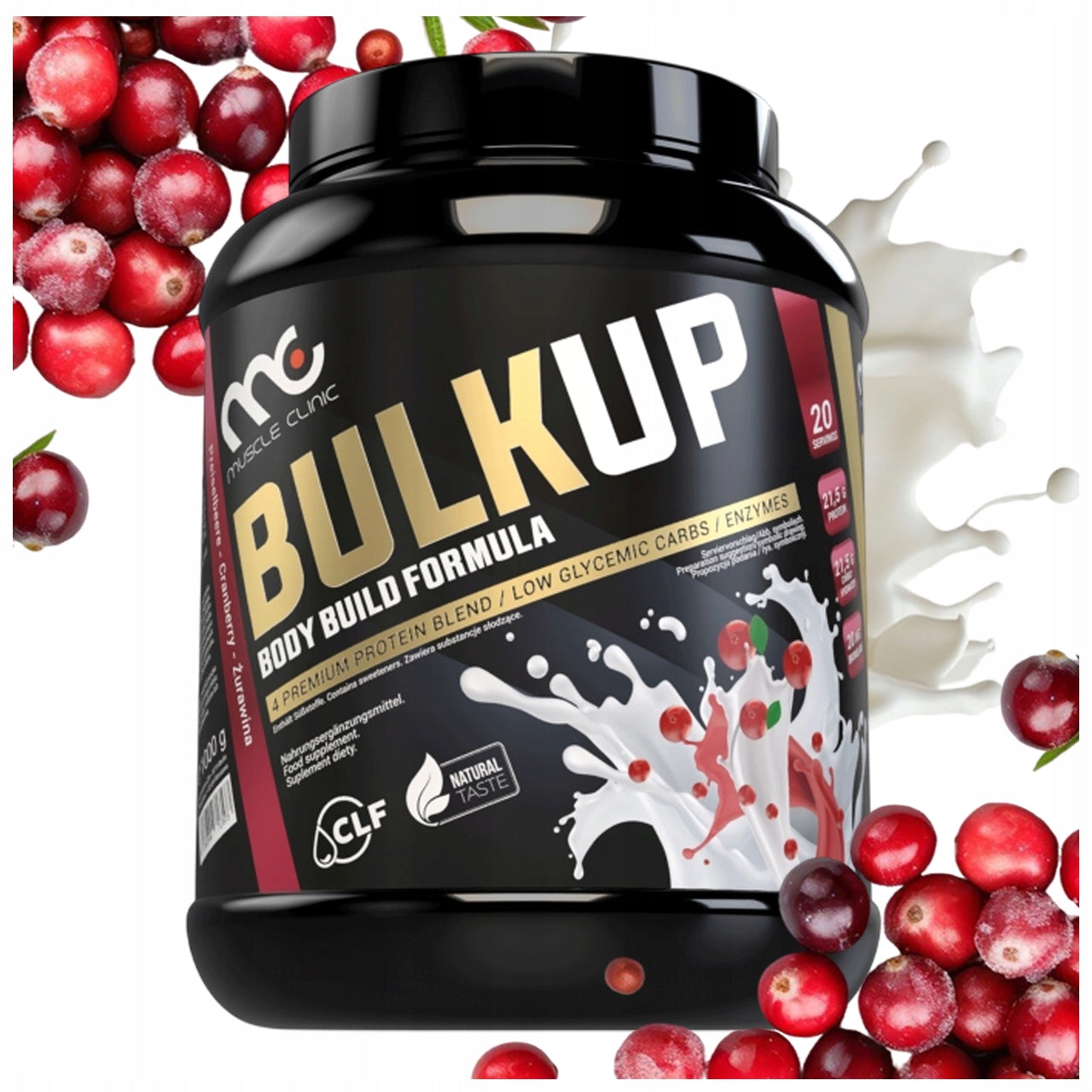 MUSCLE CLINIC BULKUP PROTEIN SUPPLEMENT 50:50 WPI WPC WPH MPI 1000G CRANBERRIES