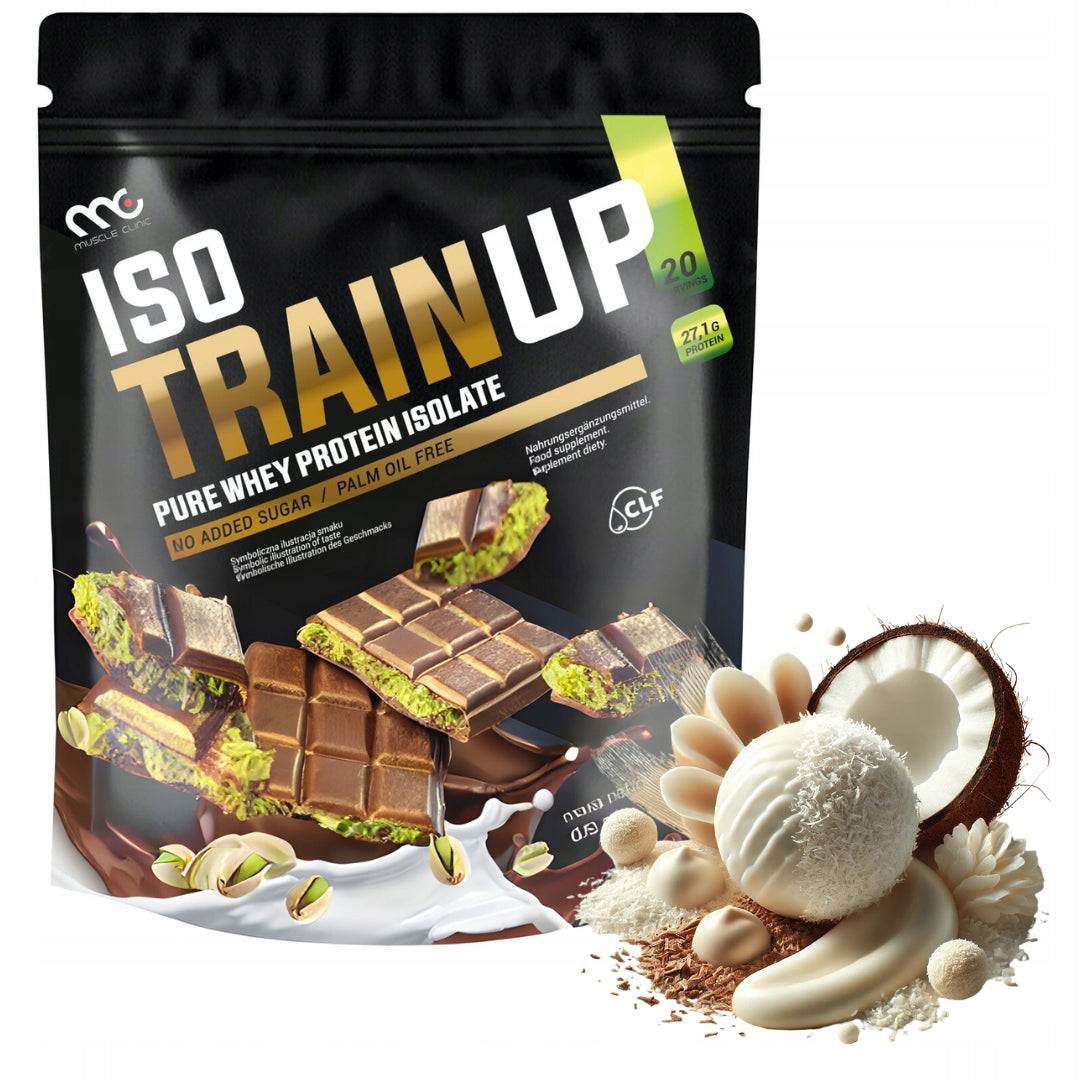 MUSCLE CLINIC ISO TRAIN UP 600g Protein isolate 92g COCONUT PRALINE NEW
