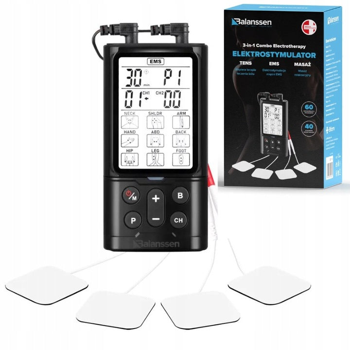 MUSCLE ELECTROSTIMULATOR BALANSSEN 3 IN 1 TENS EMS MASSAGE PAIN RELIEF