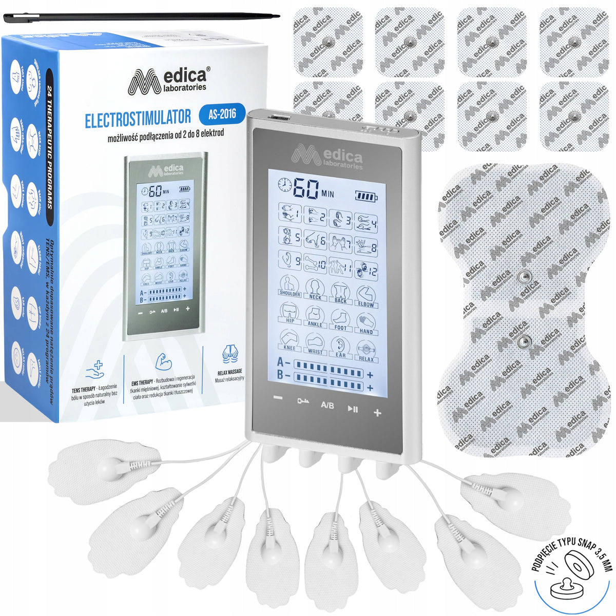 MUSCLE ELECTROSTIMULATOR MASSAGER TENS EMS ELECTROTHERAPY 17 PACK ELECTRODE