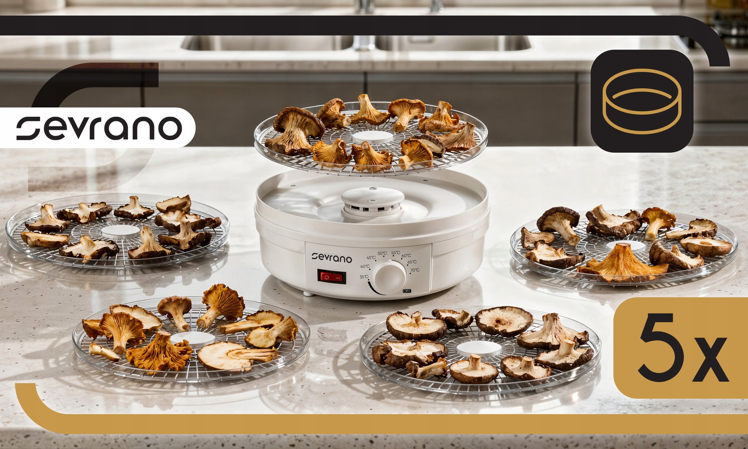 MUSHROOM DRYER FRUIT VEGETABLES HERBS FOOD STRONG 600W LARGE XXL 5 SIEVES Power 600 W
