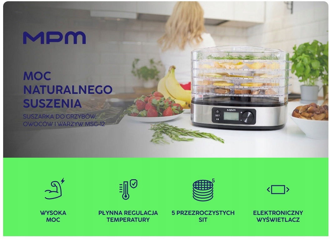 MUSHROOM DRYER MSG 12 5 SCREEN TRANSPARENT 380W Packaging status original