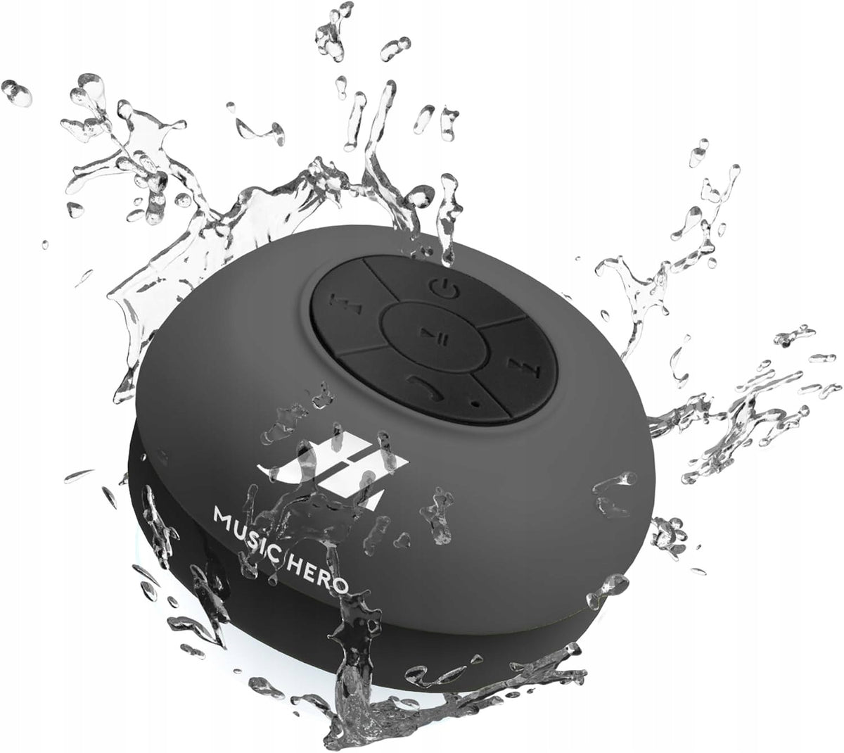 MUSIC HERO Speaker Black Bluetooth Waterproof Microphone Suction Cup