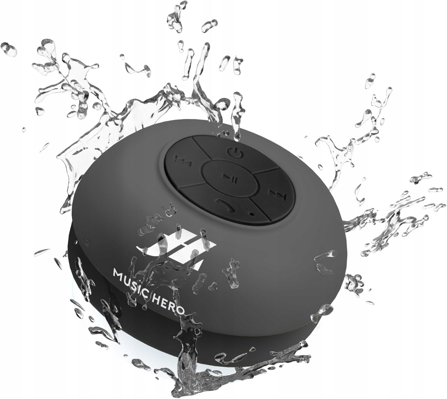 MUSIC HERO Speaker Black Bluetooth Waterproof Microphone Suction Cup