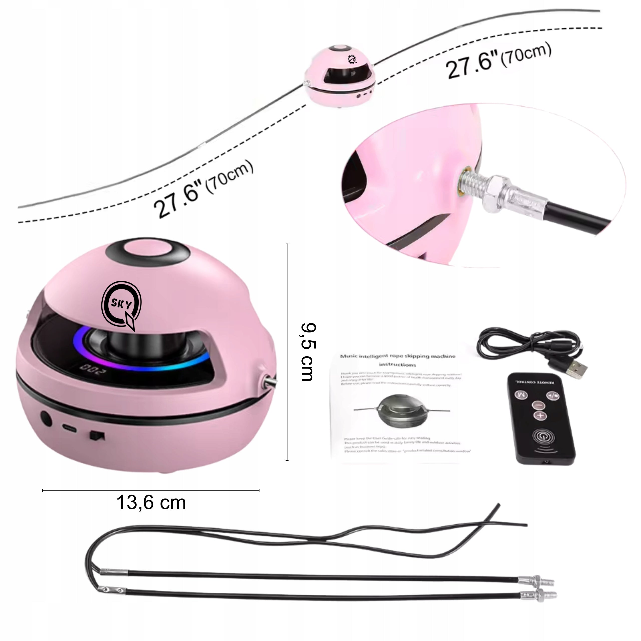 MUSIC JUMP ROPE ON BLUETOOTH SMART AUTOMATIC COUNTER REMOTE CONTROL Model DWXASXBV1BODX73V