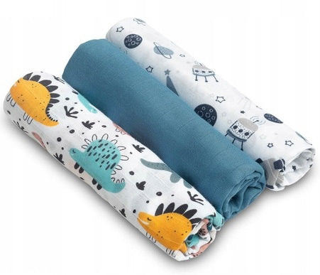 MUSLIN DIAPER BLUE 3 pcs.