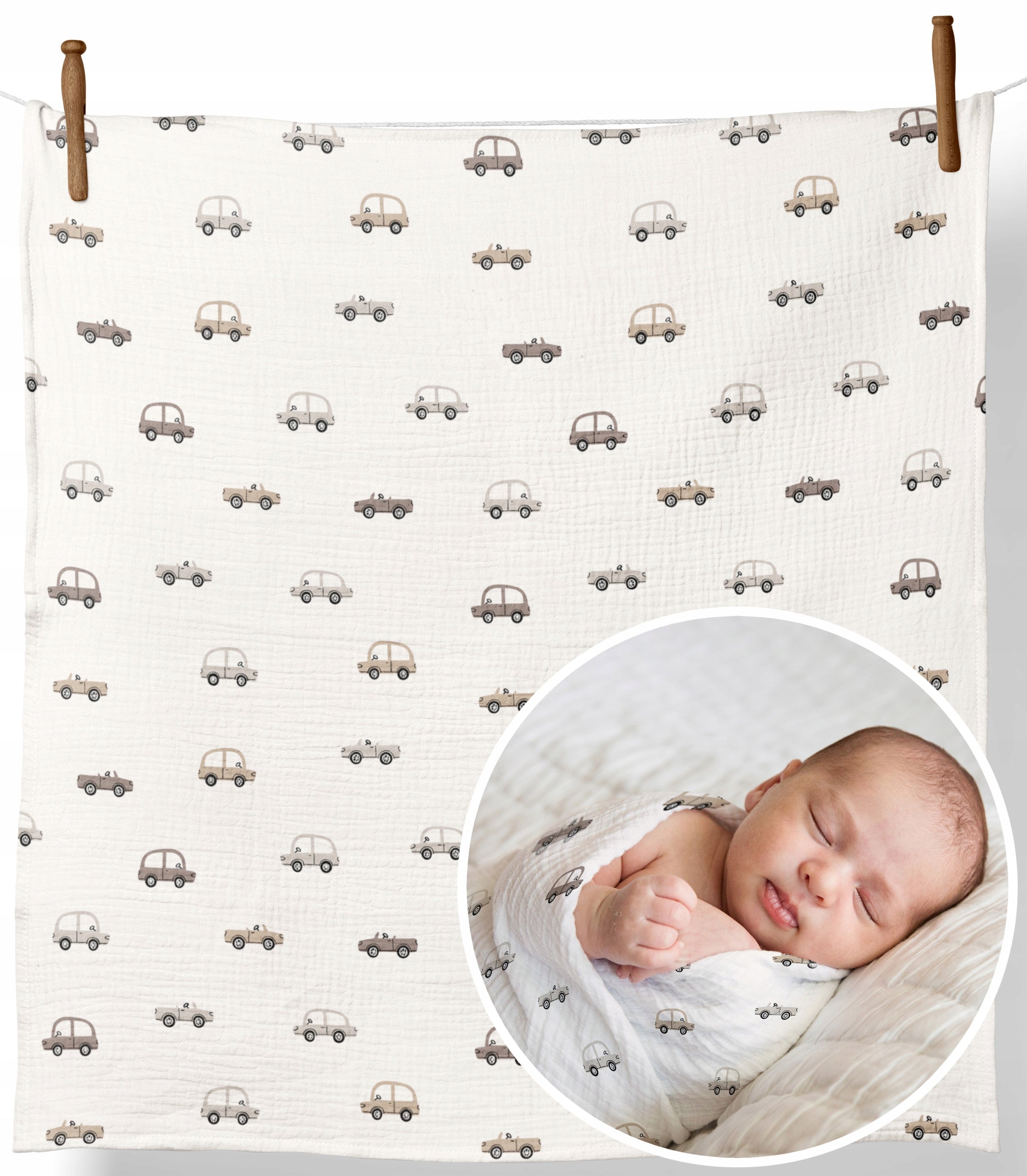 MUSLIN DIAPER THICK CROCHETED 120x120cm BLANKET SWADDLE POLISH PRODUCT