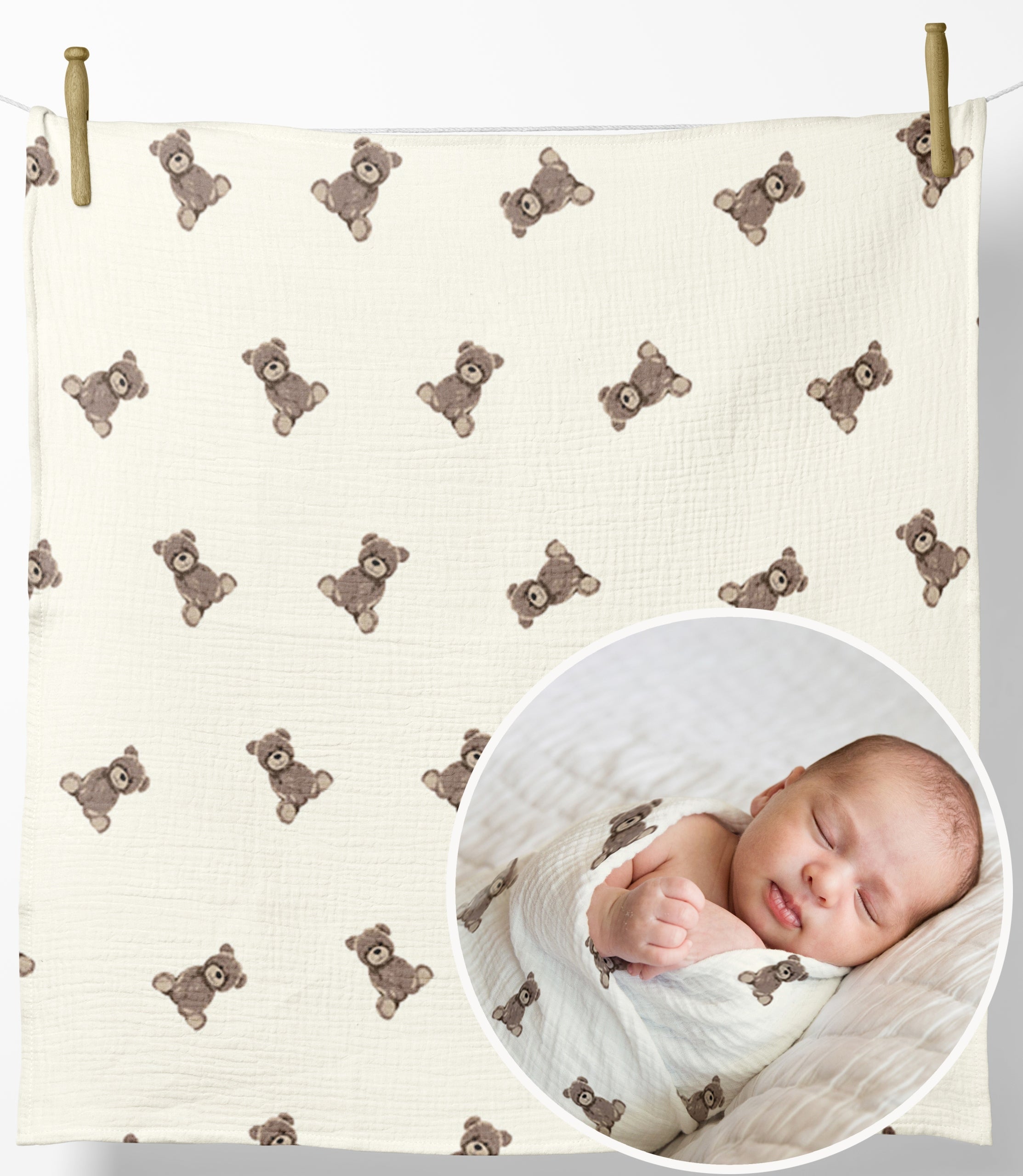 MUSLIN DIAPER THICK CROCHETED 120x120cm BLANKET SWADDLE POLISH PRODUCT