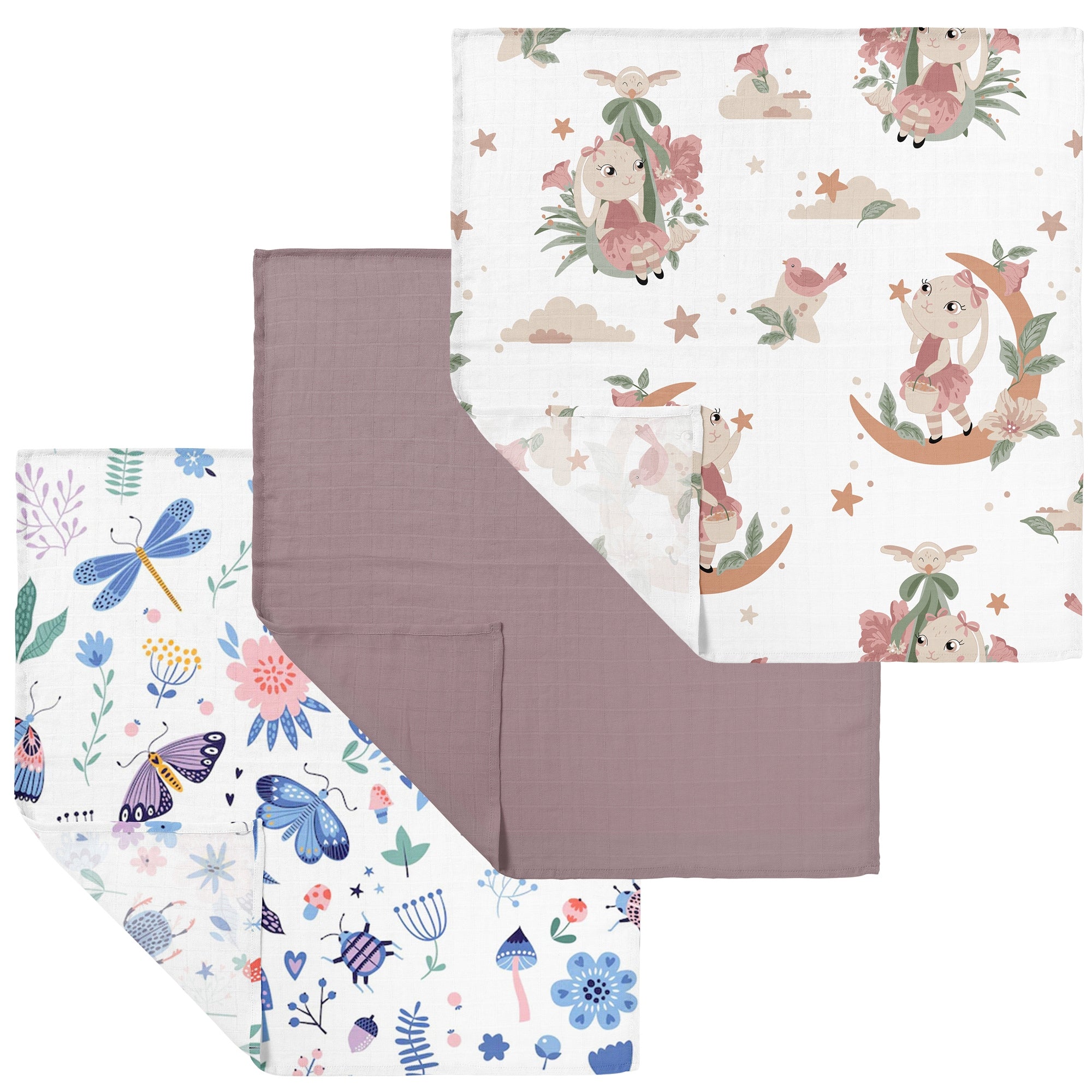 MUSLIN DIAPERS 30 x 30 cm COTTON 3 PIECES POLISH PRODUCT
