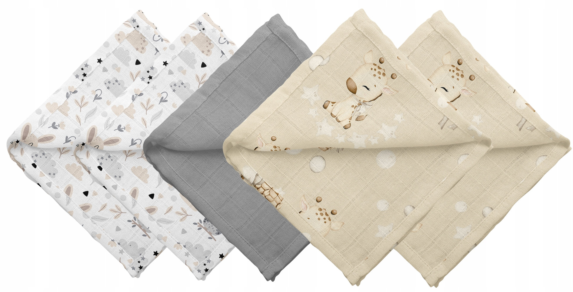 MUSLIN DIAPERS 38 x 38 cm COTTON 5 PIECES POLISH PRODUCT