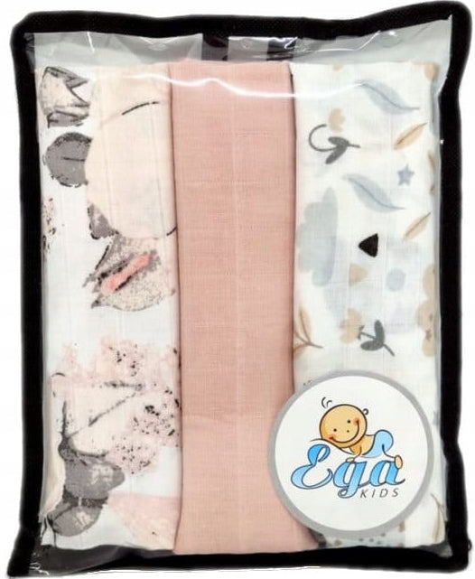 MUSLIN DIAPERS 60x80 cm COTTON x3