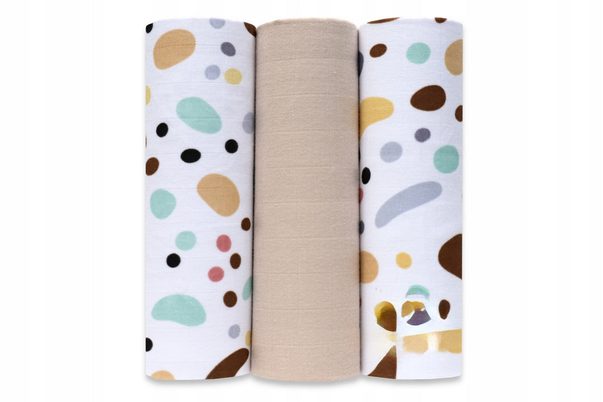 MUSLIN DIAPERS LARGE 60x80 cm SET PREMIUM 3 pieces COTTON SOFT
