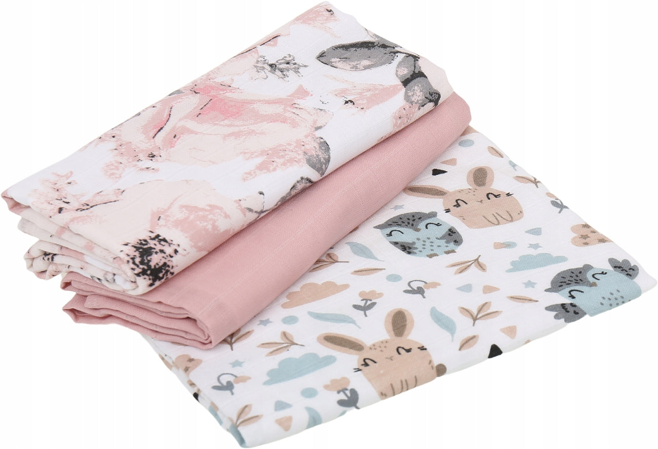 MUSLIN DIAPERS PREMIUM SET 3pcs 60x75cm BABYMAM Brand Babymam