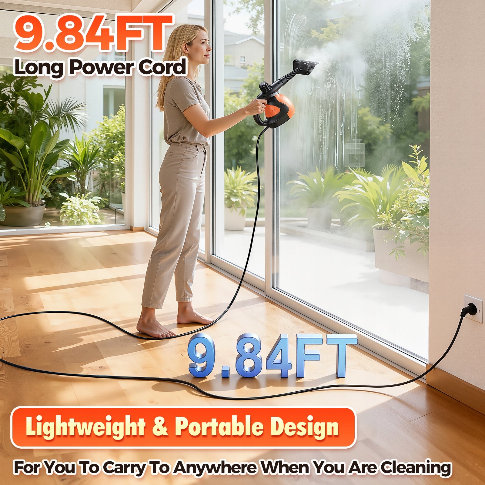 MYJKA PAROWA CZYŚCIK DO OKIEN FUG PAROWNICA RĘCZNA 3,5 Bar 1200W Zestaw Dominant color orange
