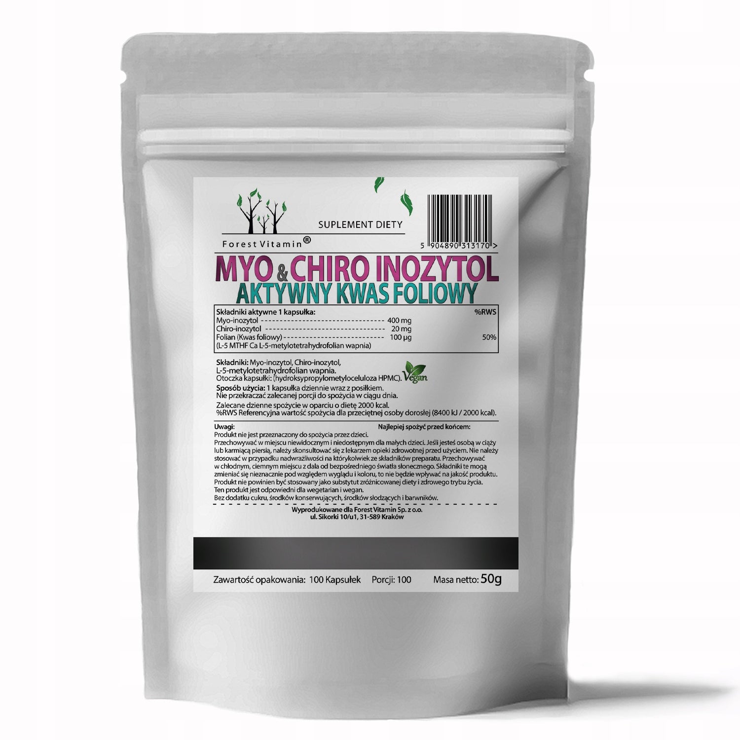 MYO MIO INOSITOL CHIRO FOLIC ACID 100caps FOLIAN INOSITOL PCOS B8 Packaging status original