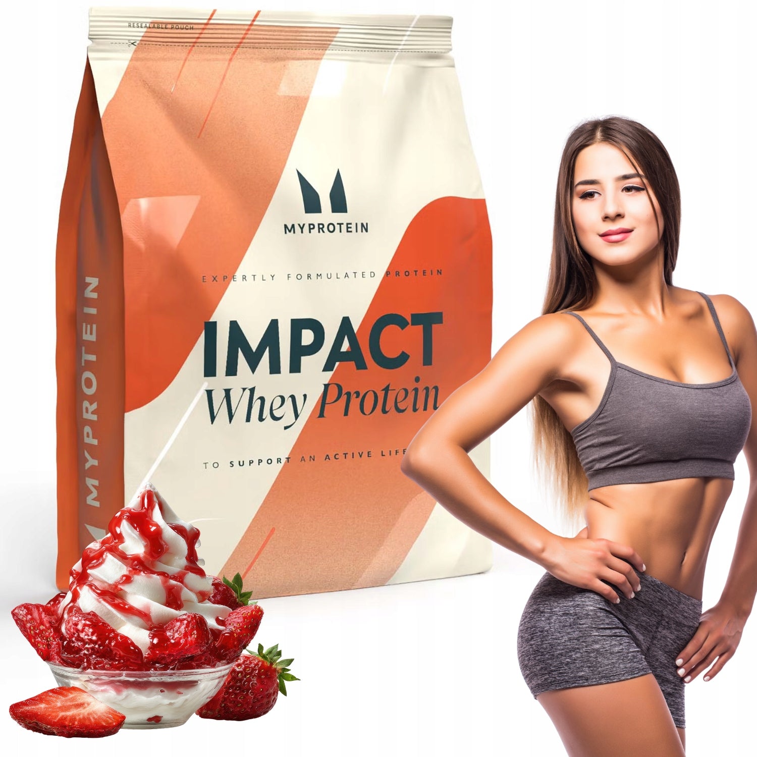 MYPROTEIN Protein 4,5kg impact whey protein WPC flavor STRAWBERRY WITH CREAM