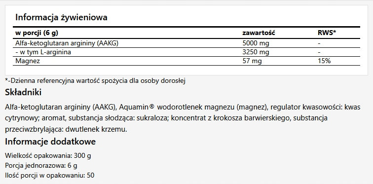 MZ-STORE AAKG 300g arginine alfa-ketoglutarate, pear flavour Packaging status original