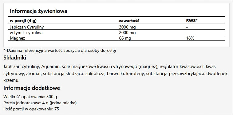 MZ-STORE Citrulline 300g citrulline powder, peach flavour Packaging status original