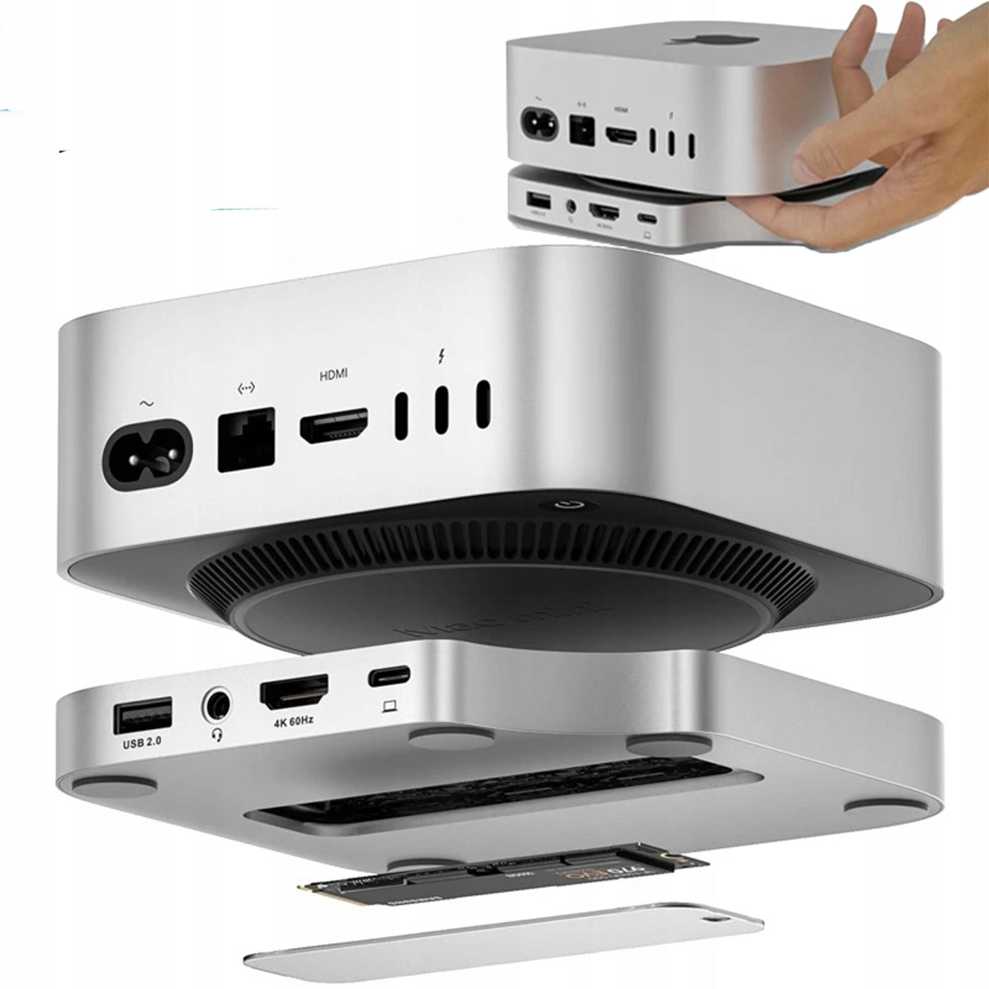 Mac Mini M4/Pro HDMI 4K SSD NVMe USB-C HUB Docking Station