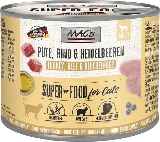 Mac's Adult Turkey with Beef and Blueberries Wet Food 200g