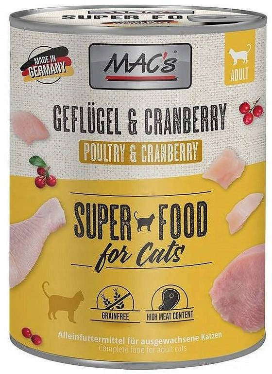 Mac's CAT Adult Wet Cat Food with Poultry and Cranberries 800g