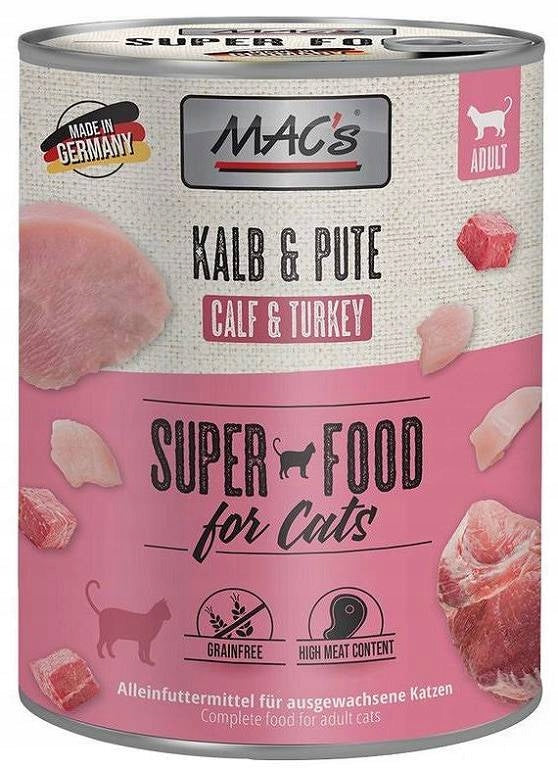 Mac's CAT Adult Wet Cat Food with Veal and Turkey 800g