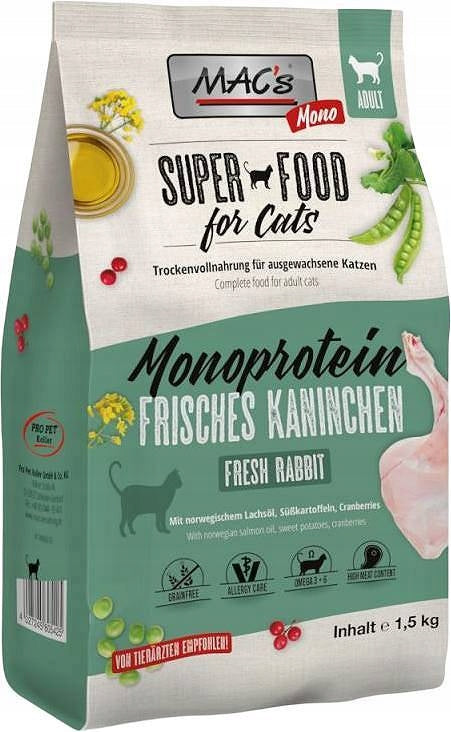 Mac's CAT Monoprotein Adult Rabbit Dry Cat Food 1.5kg