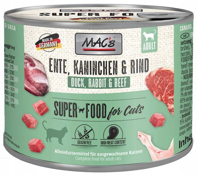 Mac's Cat DUCK BEEF RABBIT 200g Wet Cat Food Grain Free Natural