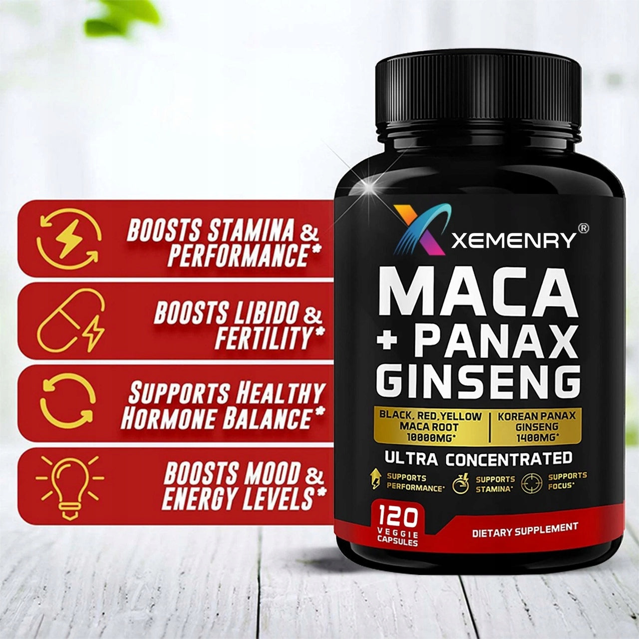 Maca + Panax Ginseng – testosterone booster, endurance and energy, bud Expiration date at least 1 year from the date of purchase