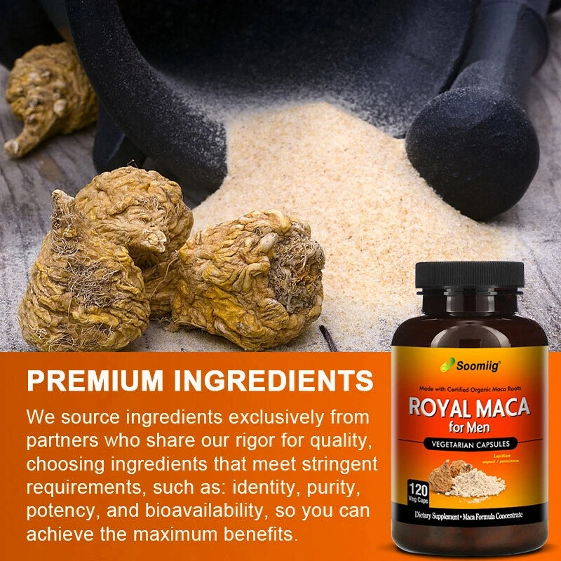 Maca capsules for men, reproductive health support, improved ed Expiration date at least 1 year from the date of purchase