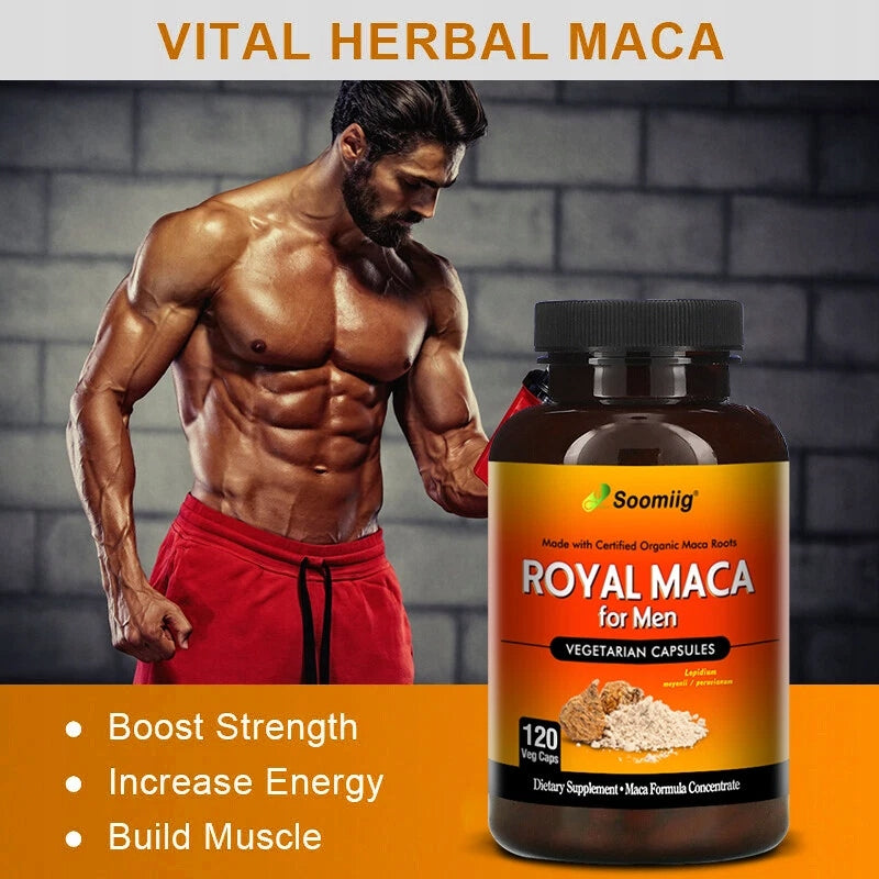 Maca capsules for men, reproductive health support, improved ed Packaging status original