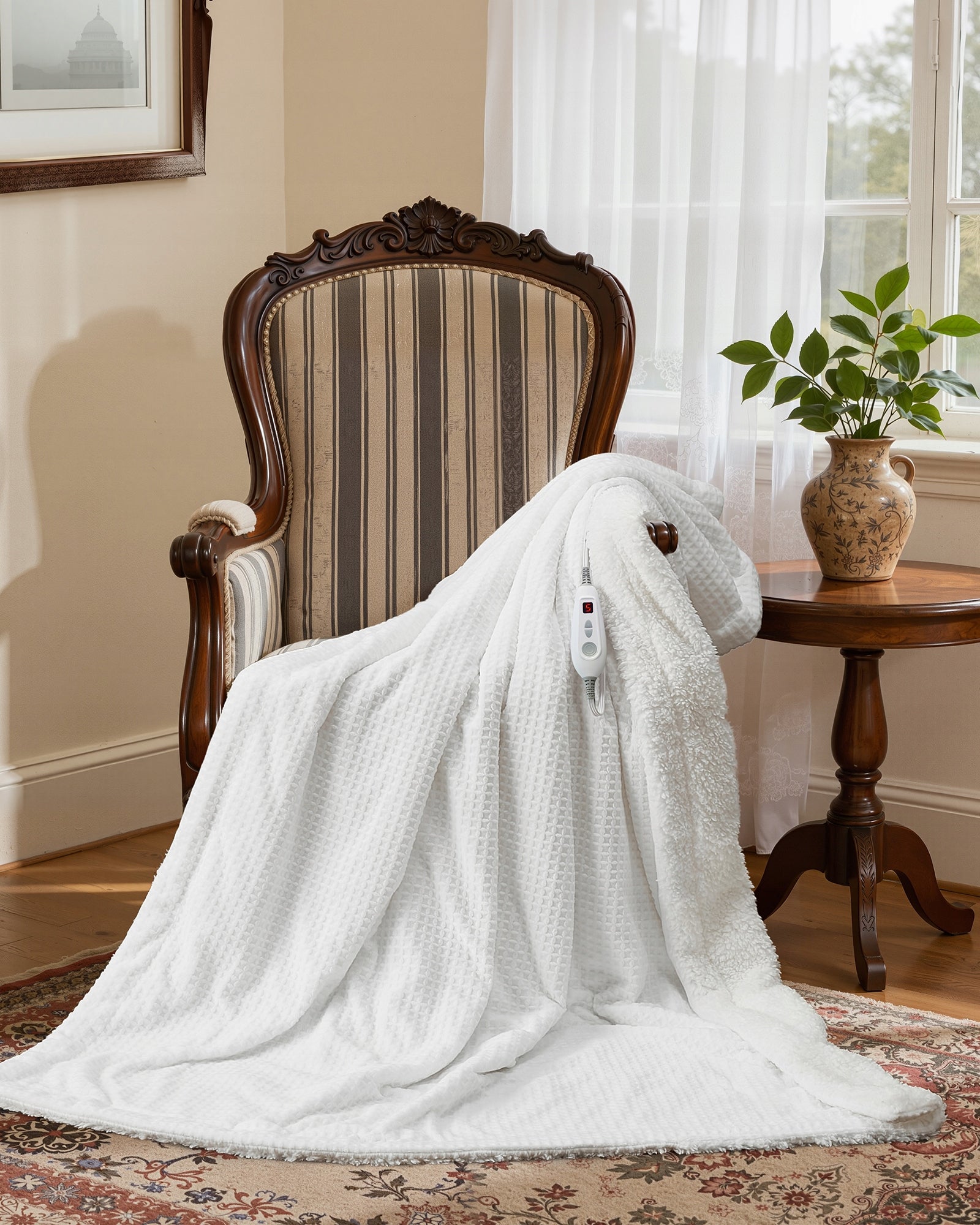 Machine Washable Heated Electric Throw, 4 Heating Levels & 4 Hours Auto Off Packaging status original