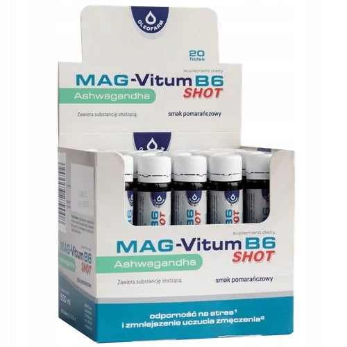 Mag-Vitum B6 Ashwagandha SHOT set 20x25ml 375mg magnesium orange flavour Name Mag-Vitum B6 Ashwagandha SHOT