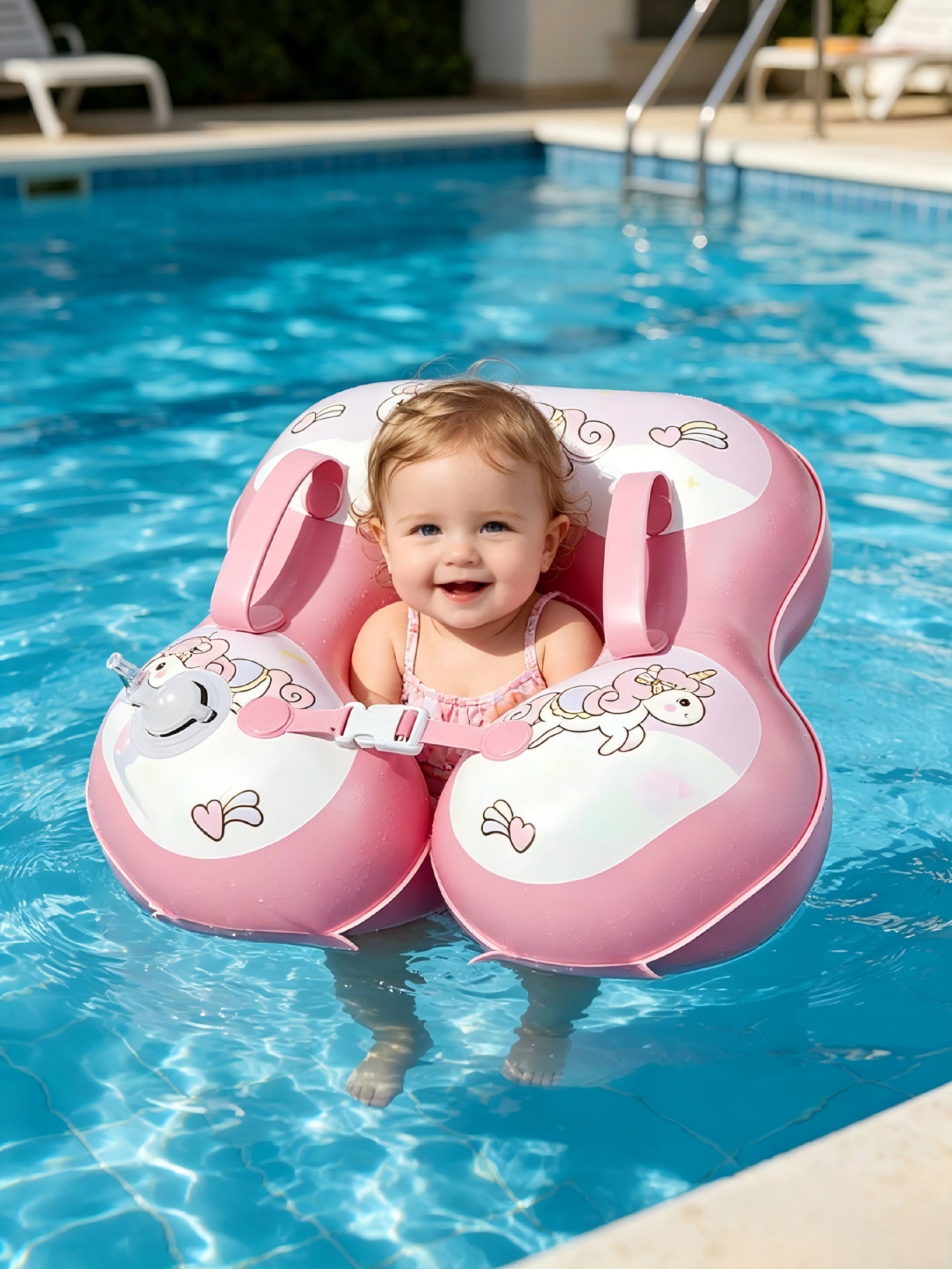 Magic Unicorn Baby Swim Ring 12-48M Anti-Rollover Safety Seat with Handles Packaging status original