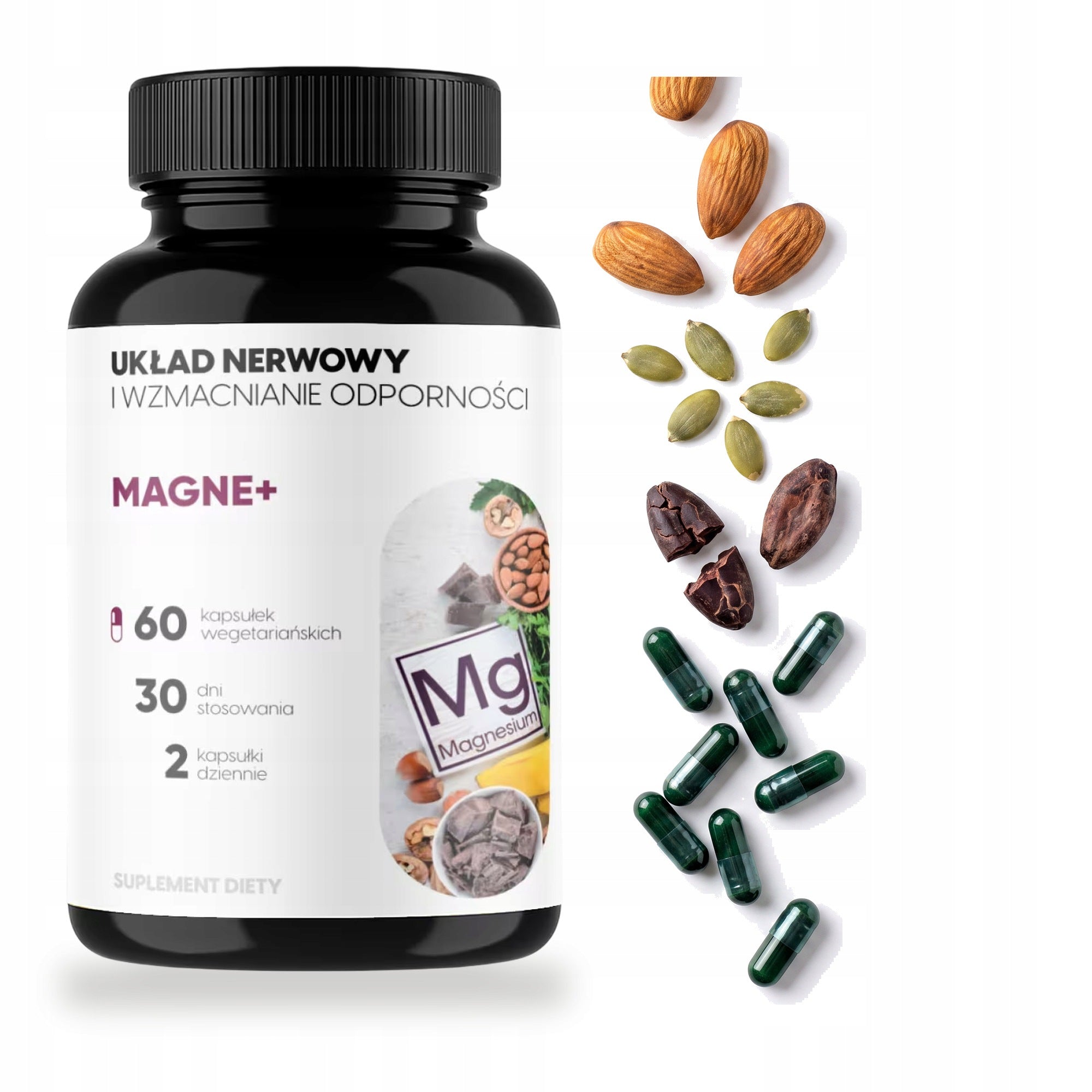 Magne+ 60 caps. for Stress, Sleep, Muscles, 3 Forms of Magnesium + B6 Zinc Viloway