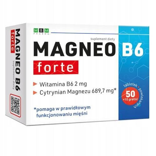 Magneo B6 Forte Magnesium Citrate Highly Absorbable + Wit B6 60 Tablets