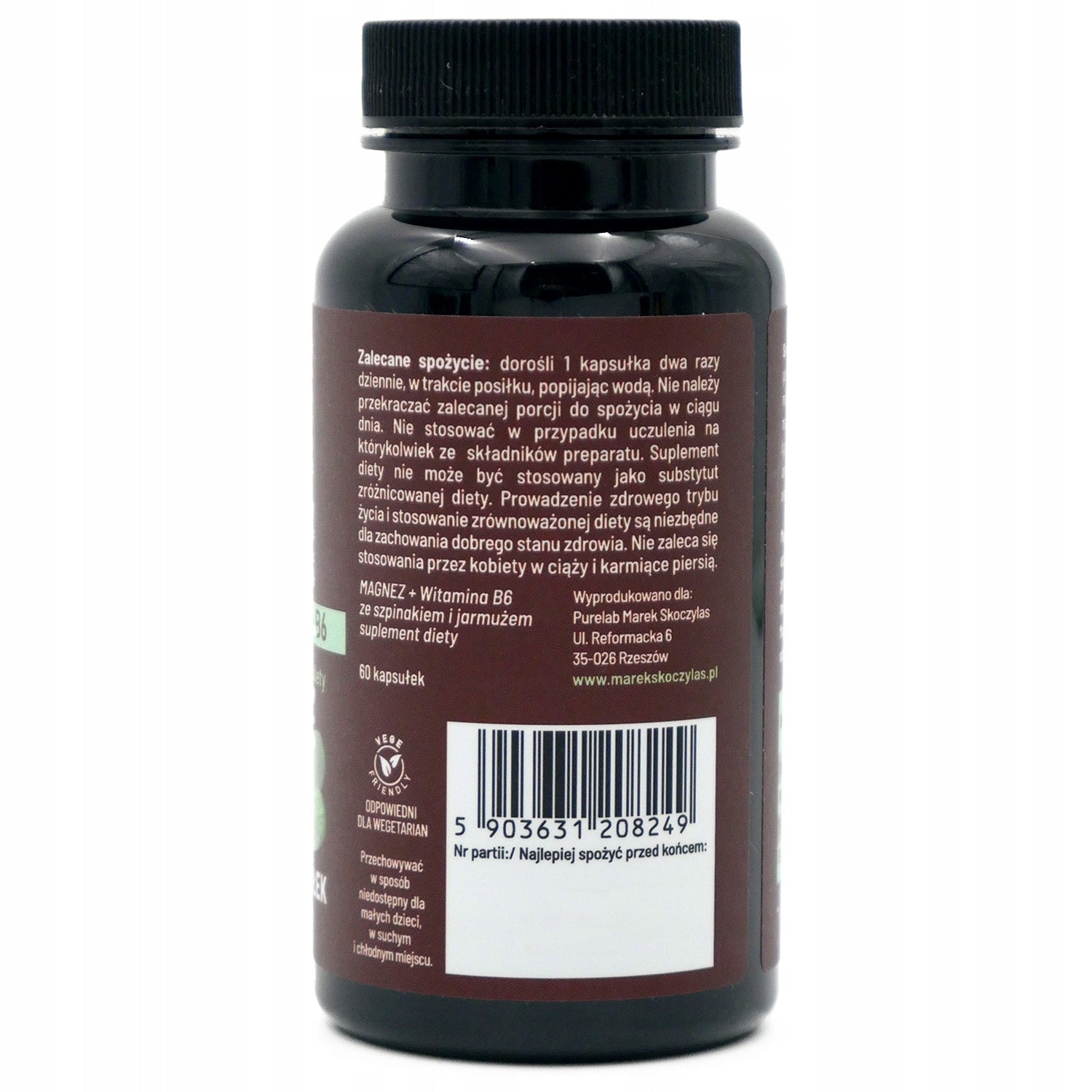 Magnesium 4 Forms of Magnesium SKOCZYLAS Vitamin B6 Black Turnip Complex 60 Kaps Product weight with unit packaging 0.08 kg