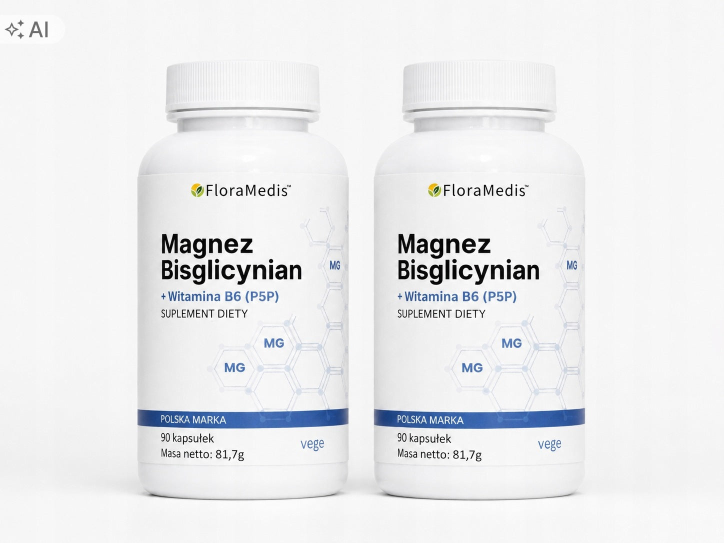 Magnesium Bisglycinate + Vitamin B6 P-5-P Chelate 90 capsules x2