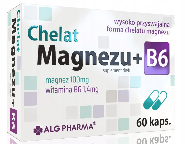 Magnesium Chelate 100mg + B6 60 caps. HIGH DOSE! magnesium diglycinate Medical device no