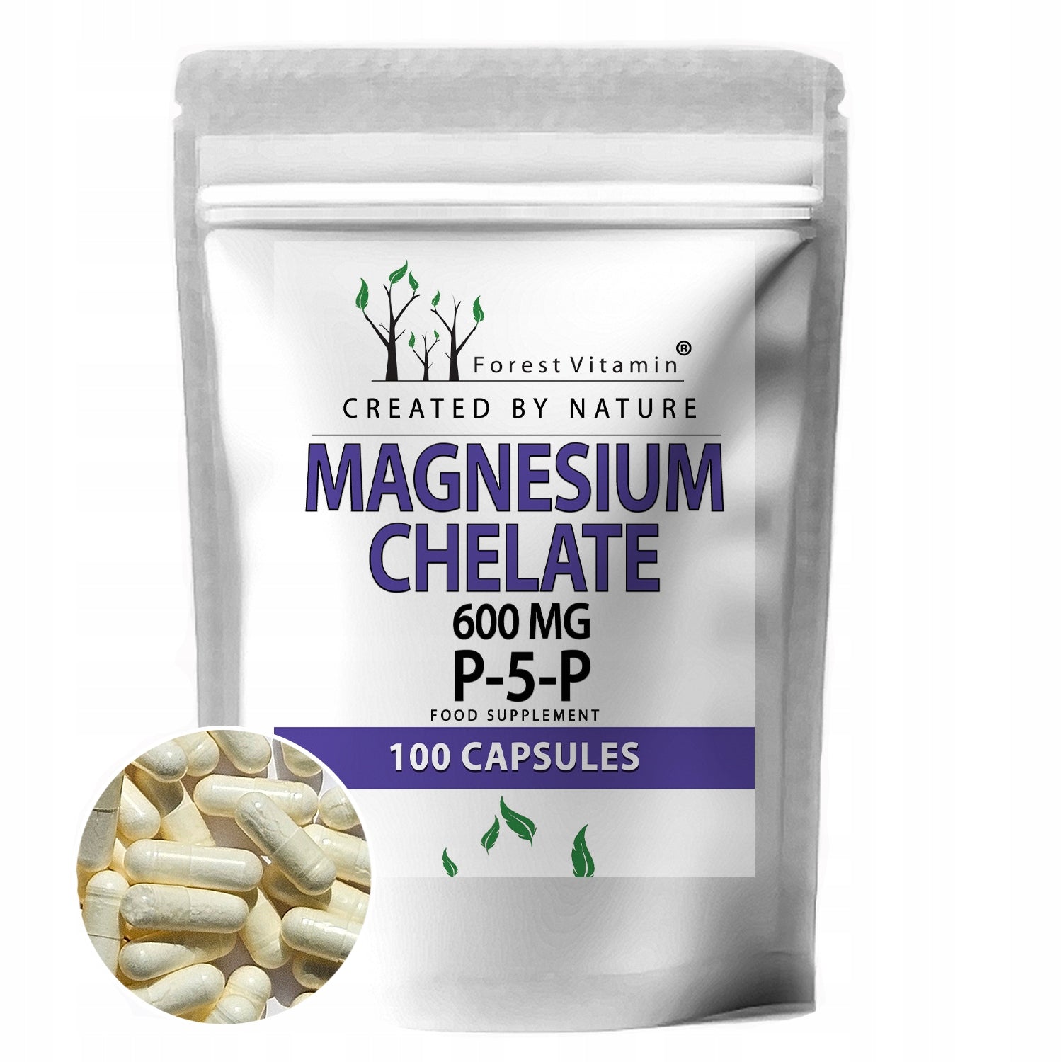 Magnesium Chelated 100caps CHELAT + VITAMIN B6 P5P HEART SPASMS MEMORY