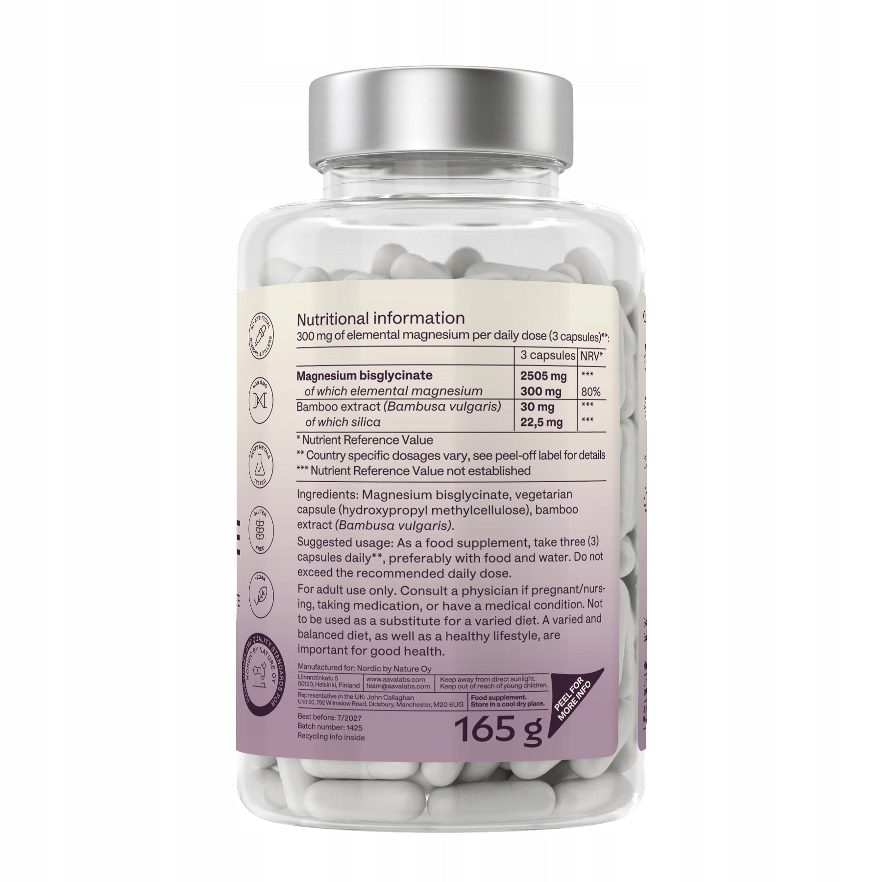Magnesium Diglycinate 2505mg Magnesium Glycinate Chelate 180 capsules | Aavalabs Medical device no