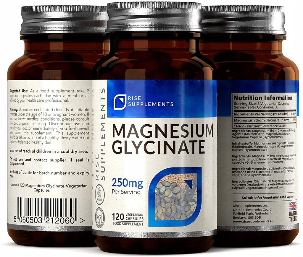 Magnesium Glycinate 120 Capsules of 250mg per serving For universal